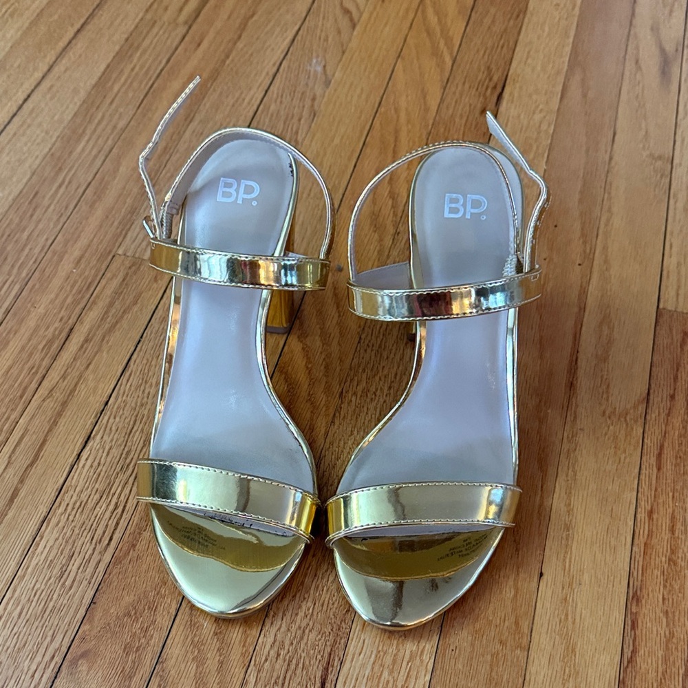 BP Shiny Gold Heeled Sandals